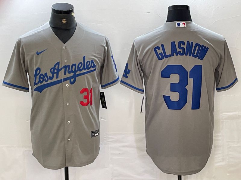 Men Los Angeles Dodgers #31 Glasnow Grey Nike Game MLB Jersey style 4->los angeles dodgers->MLB Jersey